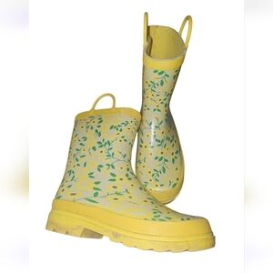 Lily & Dan  Yellow Floral Kids' Rain Boots